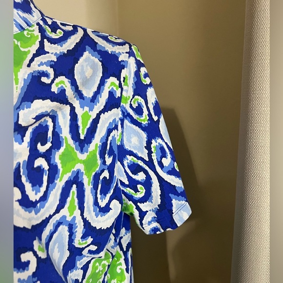 IBKUL Blue and Green Abstract Top - Picture 5 of 6